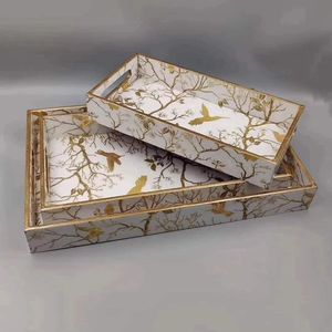 Prix de gros Nouveau design personnalisé Plateau à thé en bois émaillé imprimé Petit déjeuner Dessert Fruits Assiette ronde en bois pour dîner Fête Café - Product Image 2