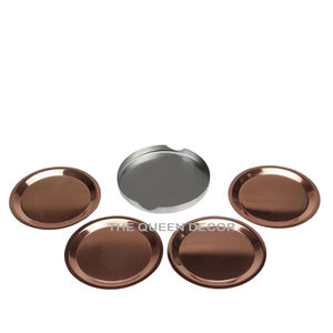 Sous-verres en pierre écologiques de style moderne, en forme de bois, finition cuivre antique, 300 mm de diamètre, 8 mm d'épaisseur, faits à la main, de luxe - Product Image 1