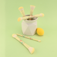 Kinlly – Kit de 10 pinceaux de maquillage à double embout en poils synthétiques, manche en bois antidérapant avec virole en aluminium doré, pour visage et yeux