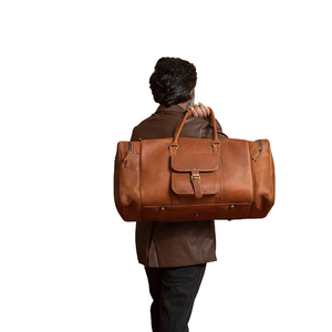 La última bolsa de viaje grande y elegante con ruedas, personalizada, hecha a mano, de cuero de búfalo de grano completo, venta de cuero genuino - Product Image 1