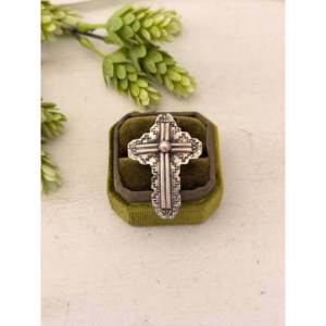 Sterling <b>Silver</b> <b>Cross</b> Adjustable <b>Ring</b> Handmade by Navajo Cultural Collectible Jewelry - Product Image 1