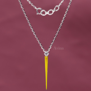 Pendentif en émail jaune avec diamant cultivé en laboratoire certifié IGI en or 18 carats |   Collier de bijouterie fine de designer moderne - Product Image 3