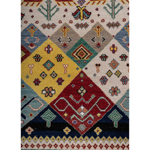 Alfombras Manchaha de Lana y Seda de Bambú Anudadas a Mano, Diseño de Parches Rojos y Naranjas para Uso Doméstico-Les-562 - Product Image 3