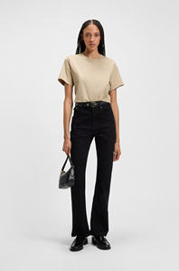 Camiseta de Manga Corta para Mujer, Corte Ajustado, Color Sólido, Cuello Redondo, Tejido de Punto Antibolitas, para Deportes de Verano y Yoga - Product Image 3