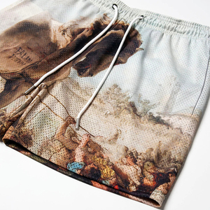 Short de gym pour homme 100% polyester Taille élastique personnalisée Couleur solide Technique brodée Maille respirante d'été pour le sport Décontracté - Product Image 1