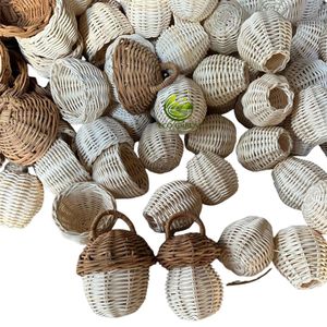 Sonajero de ratán 100% natural para bebés, hecho a mano, de mimbre, con campana, mordedor orgánico para recién nacidos, seguro, sensorial, set de regalo para bebés - Product Image 5