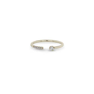 Pave And Prong Set Round Cut Lab Creado Diamante Compromiso Anillo abierto Pave Set Oro sólido Boda Anillo de promesa de compromiso único - Product Image 2