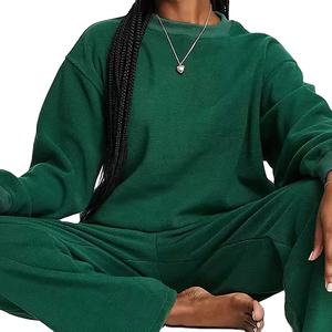 Chándal de cuello redondo de gran tamaño cálido de Invierno para mujer, chándal estampado para correr al aire libre, chándales más demandados 2026 - Product Image 1