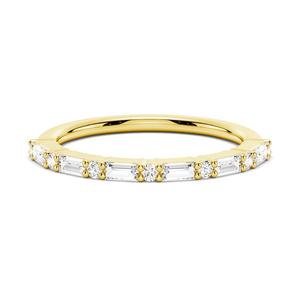 9K Gold Wedding Band with Emerald Cut Moissanite Diamond Elegant Moissanite <b>Rings</b> - Product Image 1