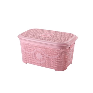 Asude Plastik Knit Style Other Storage <b>Box</b> <b>with</b> <b>Lid</b> 35 Liter Capacity Laundry Toy Clothing Household Items <b>Decorative</b> Organizer - Product Image 3