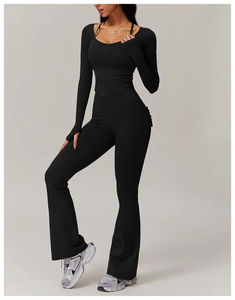 Ensemble de costume de yoga à manches courtes sans couture pour femmes motif solide Fitness équipement de sport livraison directe bienvenue - Product Image 6