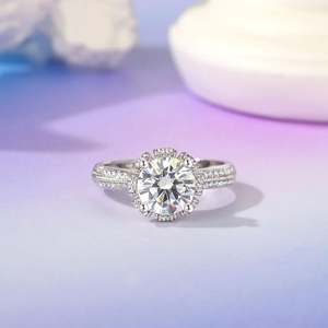 Jeulia Vintage Halo Engagement Ring Sterling Silver Lab Grown Diamond Open Ring - Product Image 5