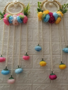 ชุดแขวนผนังลายดอกโบตั๋นทำมือ2ชิ้นตกแต่งดอกไม้ม่านแขวนประตูลายดอกไม้สำหรับตกแต่งบ้านงานแต่งงาน - Product Image 2