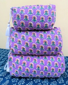 กระเป๋าเครื่องสำอางผ้าฝ้ายกันน้ำมีซิปลายเส้นแนววินเทจออกแบบได้ตามต้องการขนาดสำหรับใช้ในการเดินทางเครื่องสำอาง - Product Image 1