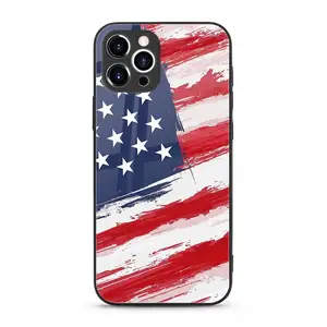 Casing ponsel kaca Tempered mengilap desain LOGO bendera negara kustom untuk iPhone 13 12 11 XR XS Max casing penutup ponsel