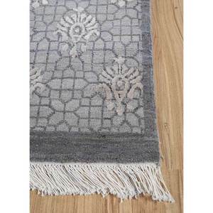 Alfombras de Lana y Seda Anudadas a Mano Inde, Diseño Geométrico en Rosa, Gris y Negro para Decoración de Sala de Estar, Dormitorio, Pasillo, Rectangulares, ENR-1659 - Product Image 4