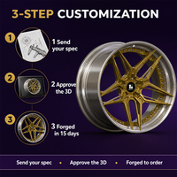 Jantes forgées 2 pièces Gold Ten Spoke Star Silver Lip 18 19 20 21 pouces 5x112 5x114.3 5x120 BMW 320i