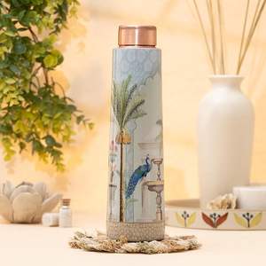 Indian Manufacture Handcrafted Printed Copper <b>Water</b> <b>Bottle</b> Stylish Design for Office <b>Gym</b> and Home Available at Affordable Price - Product Image 3