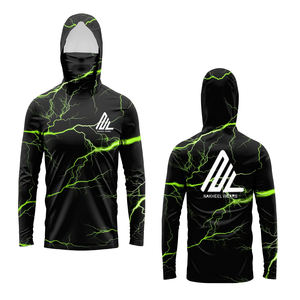 Camisa de pesca con capucha de manga larga de talla grande UPF 50 personalizada para hombres con protección UV de secado rápido y tela transpirable - Product Image 1