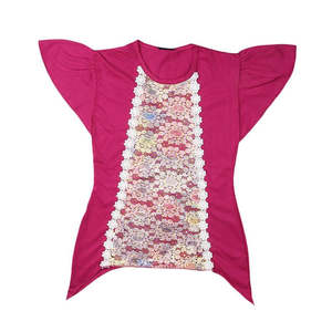 T-shirt pour filles coupe trapèze - Rose foncé - Product Image 1