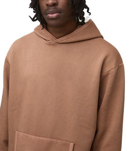 Vente en gros de sweat-shirt à capuche décontracté personnalisé en coton 100% pour homme, imprimé en brun uni pour l'hiver - Product Image 2