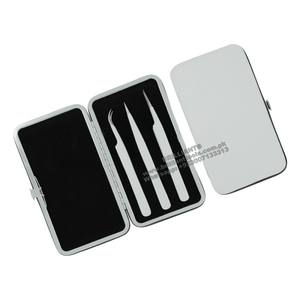 Stainless Steel Animal Print High Quality <b>Eyelash</b> Extension Tweezers Pointed Straight Slant Curved Volume Lash Tweezer Set - Product Image 4