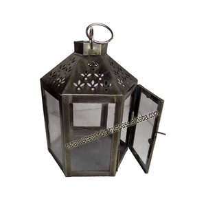 Linternas grandes de hierro con forma geométrica de gran demanda con vidrio transparente para decoración de bodas y Navidad - Product Image 6