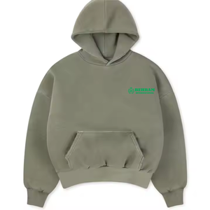 Sweat à capuche court en molleton épais de coton French Terry de haute qualité, respirant et à séchage rapide, coupe classique, idéal pour l'hiver - Product Image 6