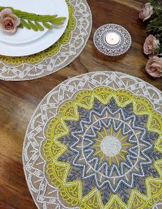 Handmade Christmas Satin Tablemat Beaded <b>Placemat</b> <b>for</b> Dining <b>Table</b> Decoration <b>for</b> Home or Hotel Use <b>for</b> Weddings - Product Image 3