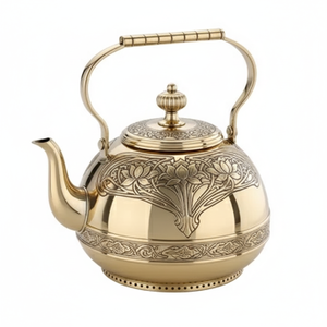 Théière en laiton de qualité supérieure, fabriquée à la main, avec finition antique et gravure artistique, théière décorative pour la maison et la vitrine - Product Image 3