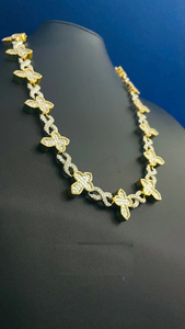 Hip hop moissanite butterfly link <b>chain</b> <b>necklace</b> iced out luxury statement <b>mens</b> womens jewellery gold <b>silver</b> finish - Product Image 2