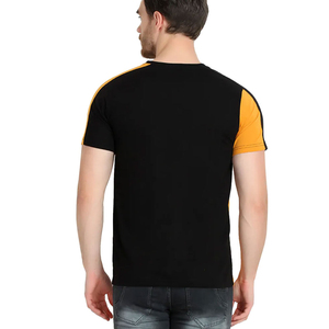 Camiseta a rayas de algodón 100% para hombre, ligera, de gran tamaño, Formal, amarillo y negro, estampado de bloques de dos colores, patrón de logotipo personalizado - Product Image 6