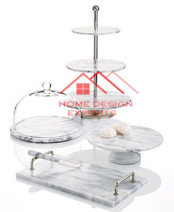 Curve Design Mable Top Wooden Base <b>Cake</b> <b>Stand</b> for Home Hotel and REstaurents Decor Use Mable <b>Cake</b> <b>Stand</b> - Product Image 6