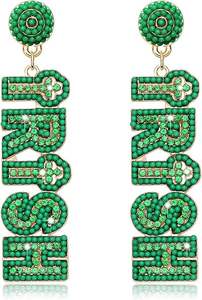 ชุดตุ้มหูลูกปัดสีเขียวสีขาวสไตล์ยุโรปและอเมริกา - Product Image 2