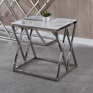 โต๊ะกาแฟหินอ่อนกรอบสแตนเลสห้องนั่งเล่นที่เรียบง่ายและทันสมัยเฟอร์นิเจอร์ห้องนอนสีขาว - Product Image 3