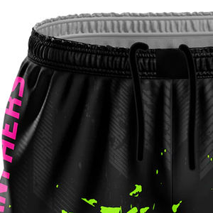 Neon <b>Green</b> and Black Splash Print <b>Shorts</b> for <b>Men</b> Trendy Sportswear with Elastic Waist and Drawstring for Gym and Street Style - Product Image 6