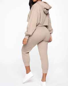 Custom Logo Crop <b>Top</b> Zipper Hoodie Sets for <b>Women</b> Two Piece Crop <b>Top</b> Set Wholesale Crop <b>top</b> hoodies for <b>Women's</b> - Product Image 6