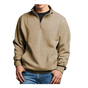 Personalizado de color sólido de media cremallera regular de manga larga de talla grande sudadera de los hombres cuarto de cremallera sudadera para los hombres servicio del OEM - Product Image 3