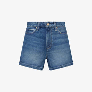 Pantalones Cortos Cargo de Mezclilla Holgados para Hombre Estilo Paige Dani de Talle Alto, Lavado Azul Medio Desgastado, Elásticos y Transpirables - Product Image 1