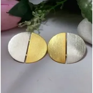 Handmade Gold Plated Brass Drop <b>Earrings</b> with <b>Pearl</b> <b>and</b> <b>Diamond</b>-Trendy Ethnic Style for Wedding Party Gift - Product Image 2
