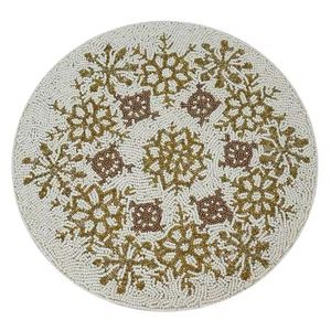 Napperon rond en verre perlé à motif de fleurs dernier modèle tapis de table en verre perlé à la main plateau de table en verre perlé tapis de table - Product Image 4