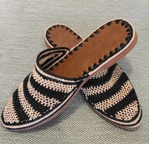 Moroccan Raffia Sandals, Women's Raffia <b>Mules</b>, Handmade Raffia <b>slippers</b> - Product Image 2