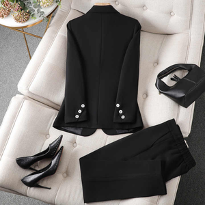 Moda de otoño para mujer 2024 Blazers casuales de manga larga de algodón transpirable frente abierto traje de trabajo Blazer de oficina chaquetas con bolsillos - Product Image 4