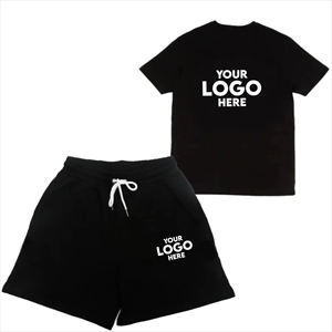 Vêtements de marque pour hommes, ensemble 2 pièces, t-shirt à manches courtes respirant et short uni, style décontracté pour l'été - Product Image 4