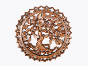 Décoration de la maison Paulownia en bois gravé Relief Antique Design gros fleur thème maison/chambre ornement - Product Image 6