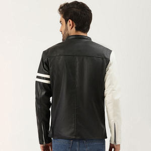 Veste en cuir pour homme à col long et fin, couleur unie, style streetwear décontracté, nouvelle mode, confortable - Product Image 2