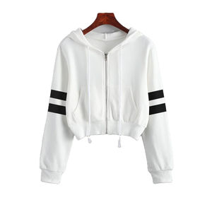 Chaqueta recortada con cremallera para mujer de moda 2025 Sudadera con capucha corta de color degradado sólido con diseño de mariposa y bolsillos y capucha - Product Image 6