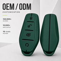 Étui de clé intelligent d'usine à quatre boutons en silicone pour BYD Yuan Plus Atto 3 Han EV, vert foncé texturé, housse de clé de voiture