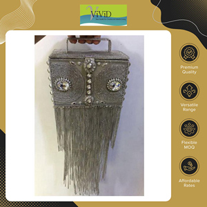 Vivid Women's Metal Beaded <b>Clutch</b> Handbags-Stylish Design Lightweight & Durable Silk Lining Customizable Competitive Price - Product Image 2