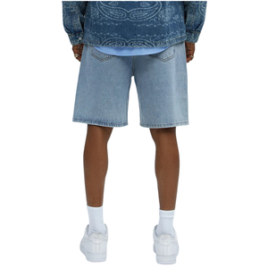 <b>Mens</b> Light Blue Denim <b>Shorts</b> Vintage Washed Rhinestone Star Distressed Casual Summer <b>Knee</b> <b>Length</b> Streetwear Fashion Custom OEM - Product Image 2
